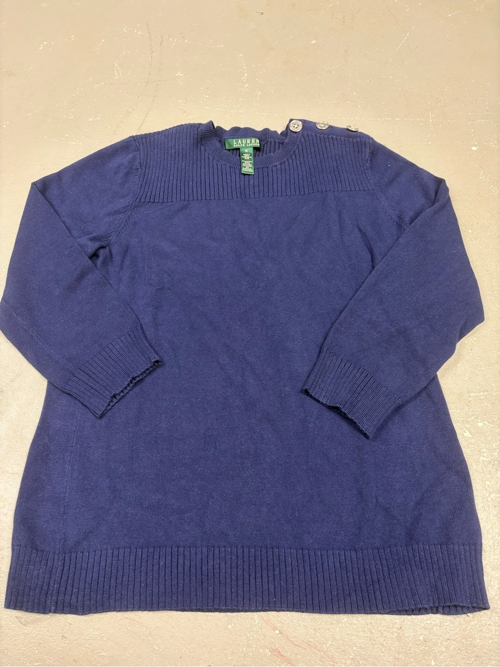 Lauren Ralph Lauren Grandmacore Navy Blue Ribbed Knit Sweater Women’s Medium